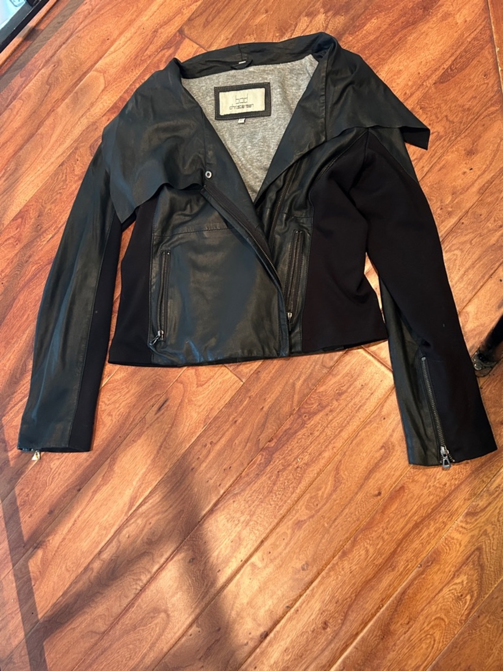 Bod & Christensen Black 100% Genuine Leather Moto Jacket